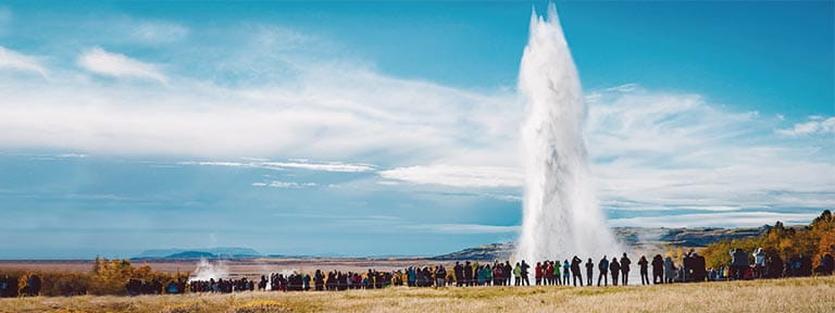 The fountain like Strokkur Geyser in Reykjavik